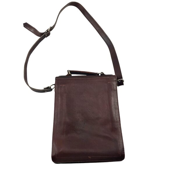 EQBAL Vintage Leather Crossbody Messenger Handbag Brown - Picture 4 of 4